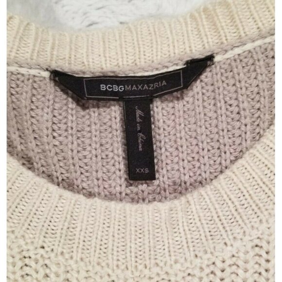 BCBG MAXAZRIA Cream Beige Taupe Long Sleeve Knit Sweater Dress Size XXS - Picture 5 of 10